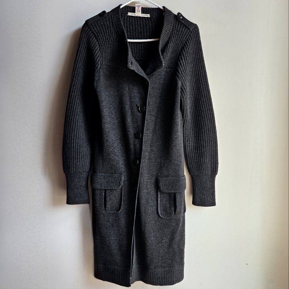 Diane Von Furstenberg 100% Wool Knit Cardigan Duster Sweater in Women's S